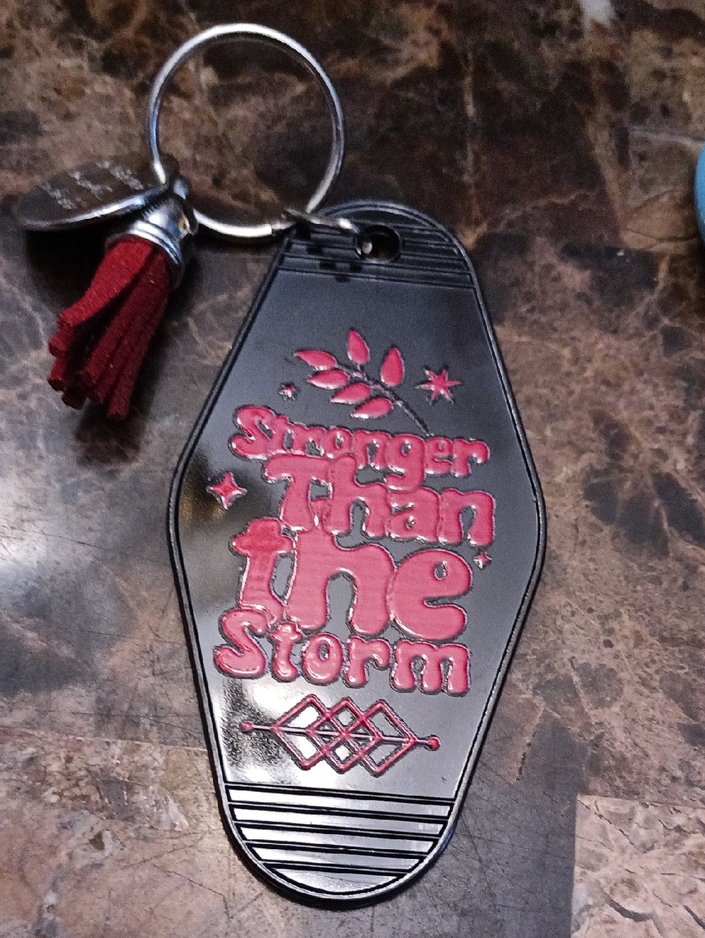 Black and Red Keychain Inspirational Motivational Motel Key